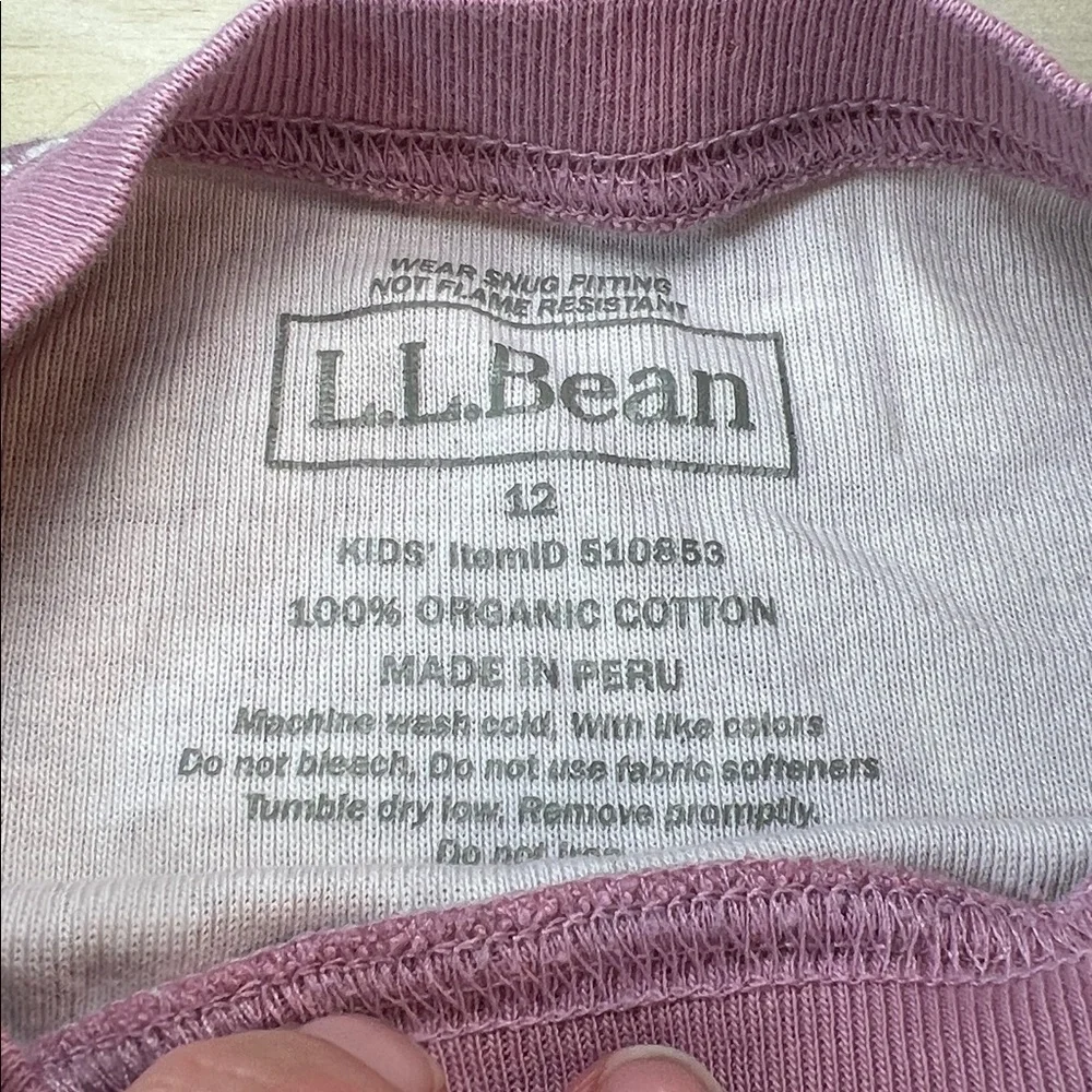 L.L. Bean Kids Pajama Set in Soft Pink Sz 12